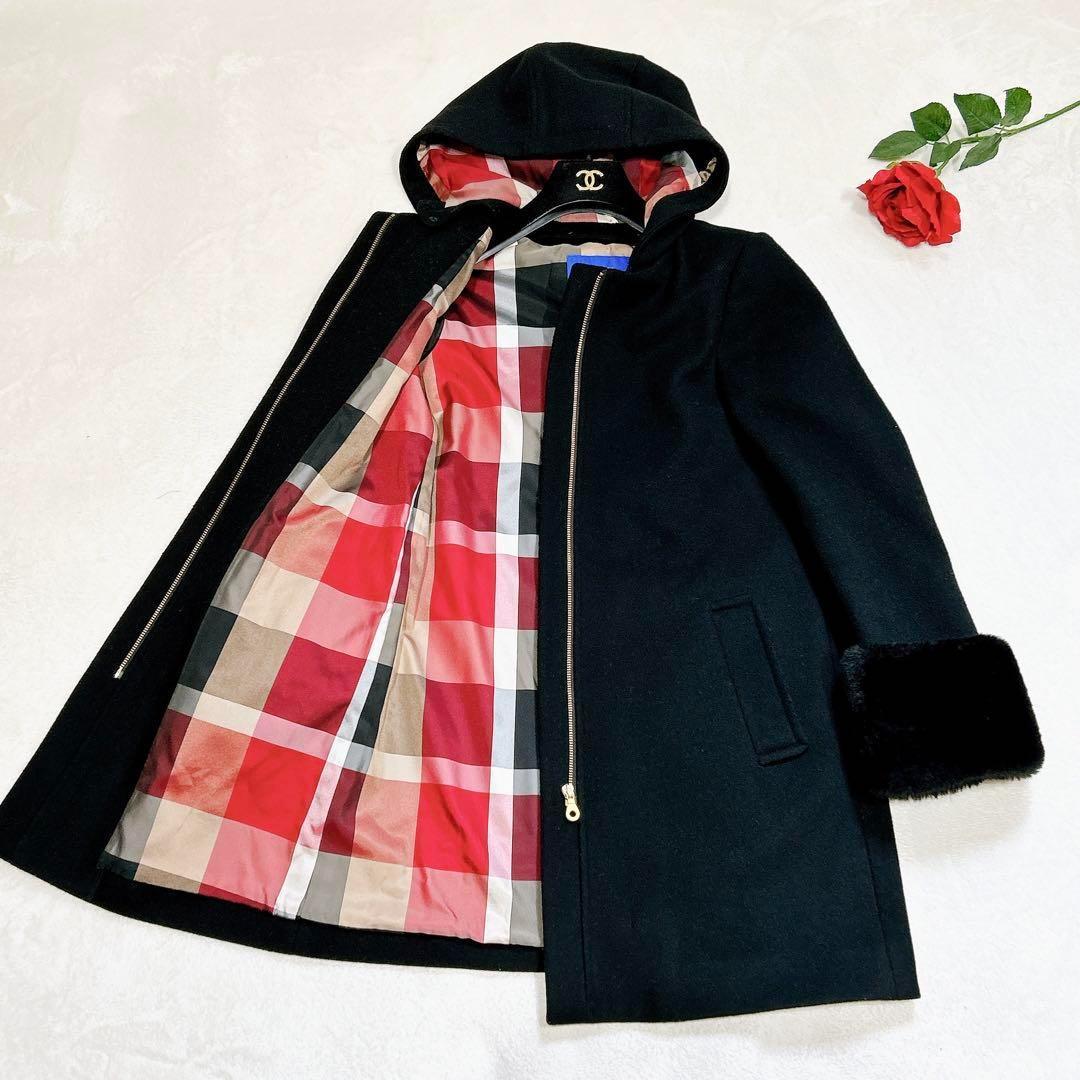 ほぼ未使用✨　ブルーレーベル　クレストブリッジ　ロング　コート　ボア　ファー