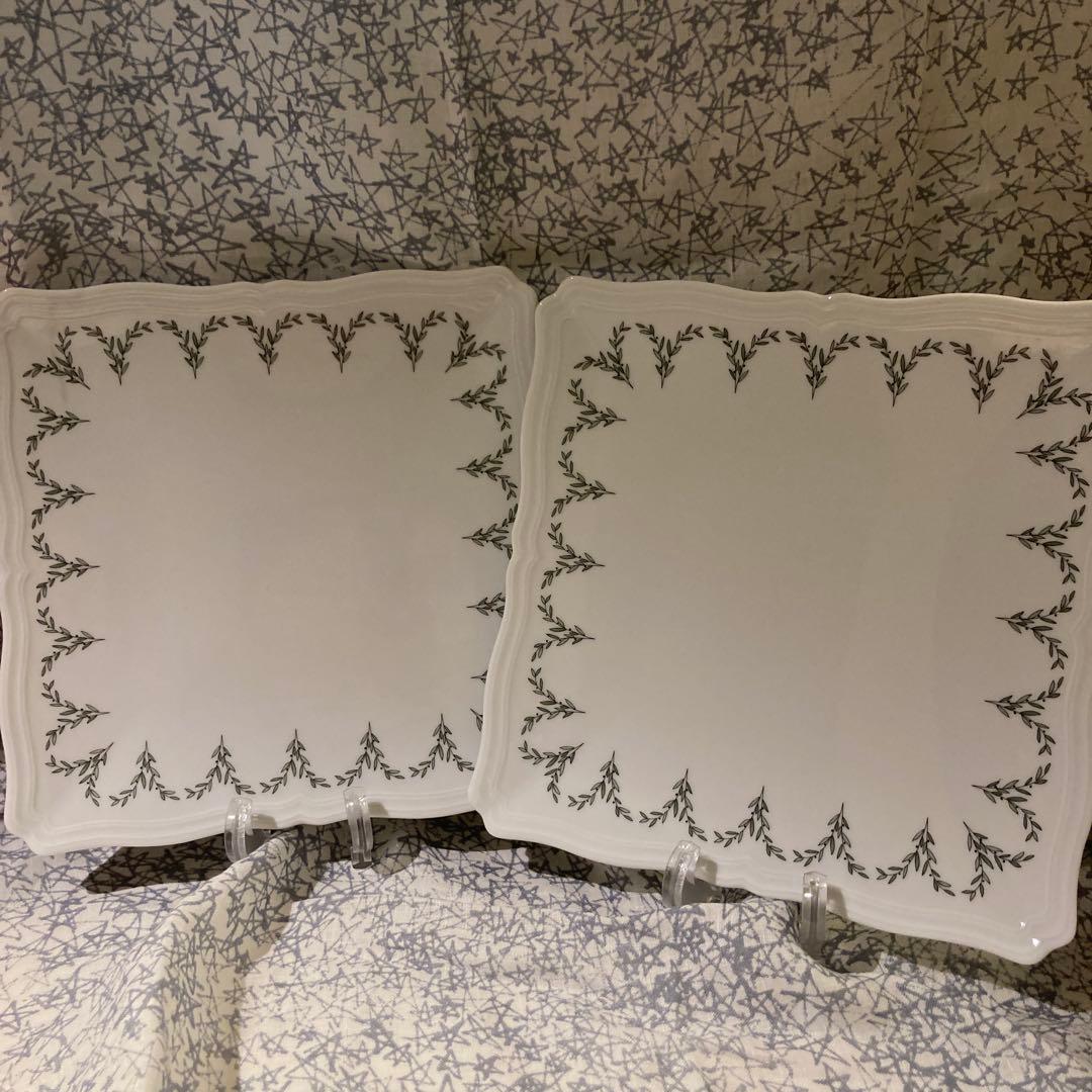 ミナペルホネン　リチャードジノリ　コラボプレート　スクエア　22cm オリーヴァ