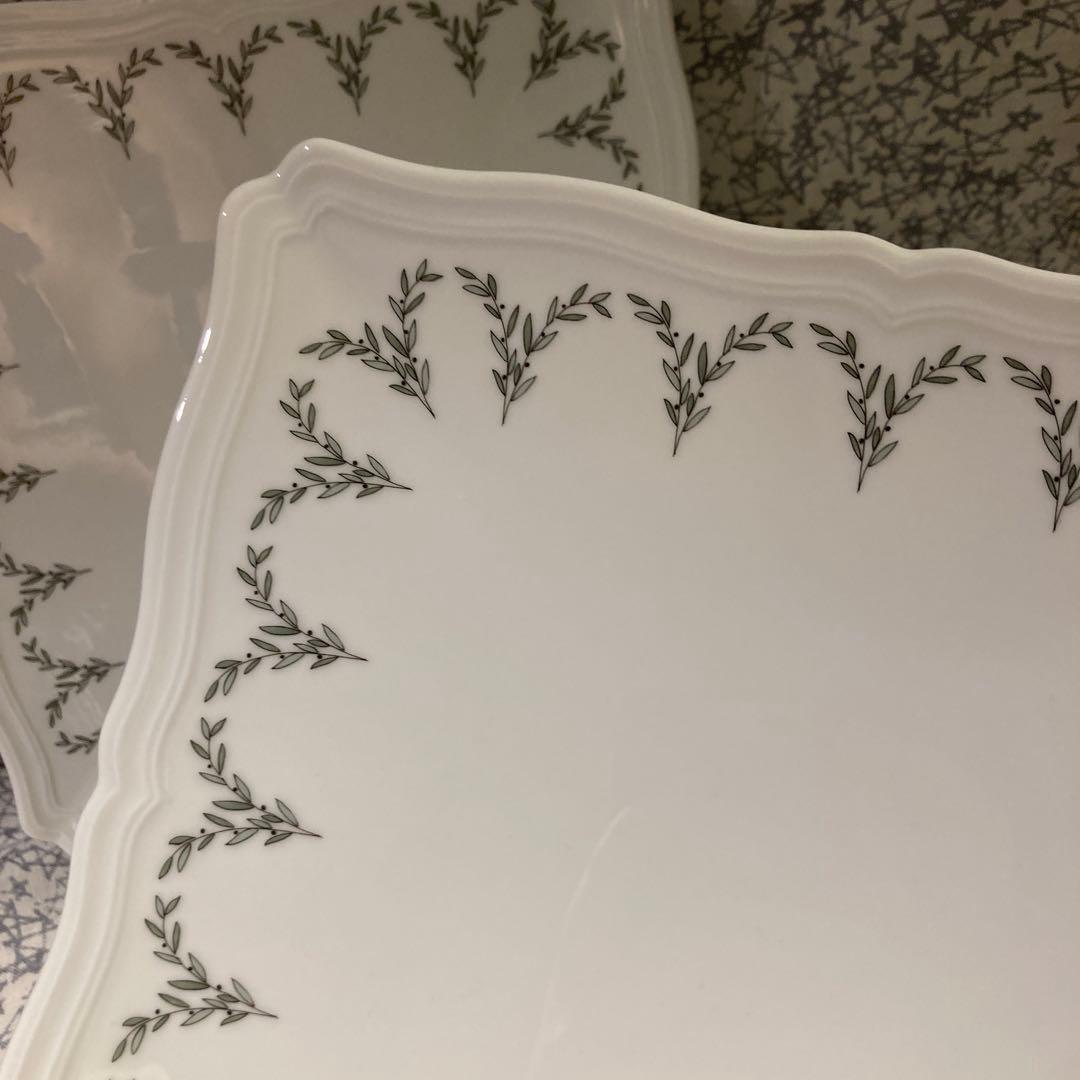 ミナペルホネン　リチャードジノリ　コラボプレート　スクエア　22cm オリーヴァ