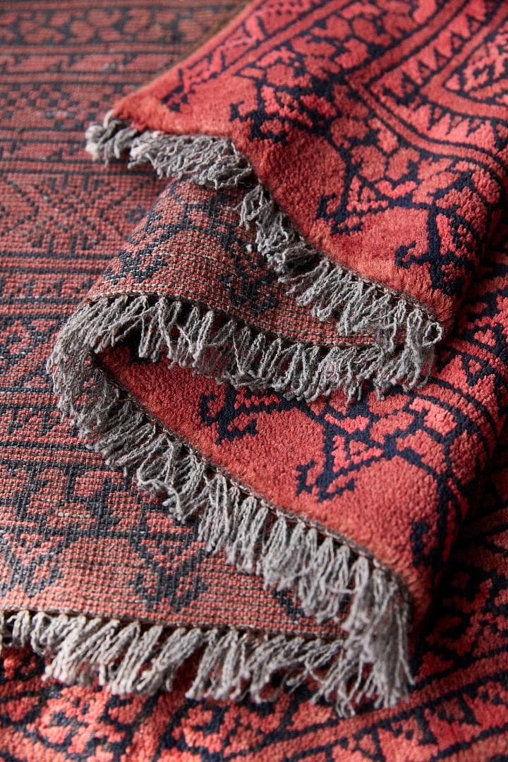 大型ヴィンテージラグ　トライバルラグ　アフガニスタン産（274×198cm）赤