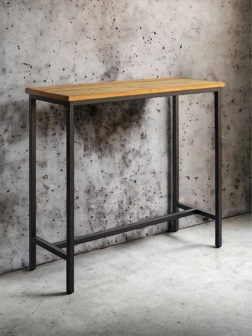 【ブルックリン家具】古材×ブラックスチール脚 カウンターテーブル W120