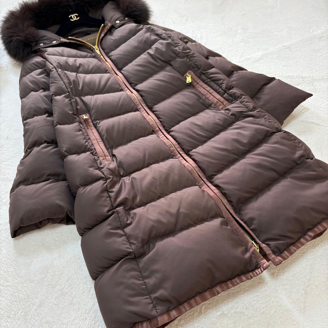 マッキントッシュ　ファー付　ロングダウンコート　ブラウン　32 S相当