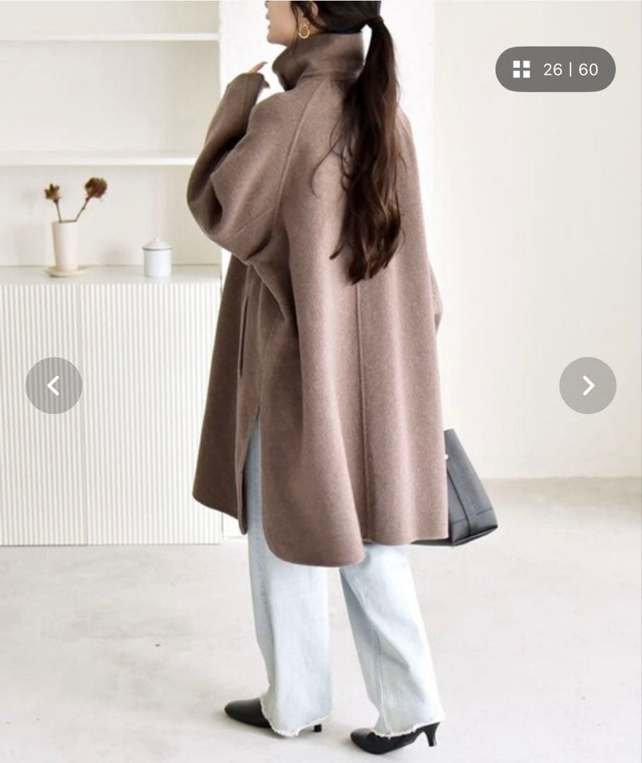 quaranciel リバースタンド&テーラードダブルブレストAラインコート