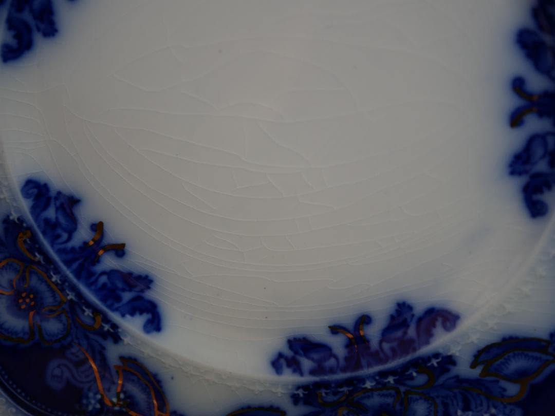 ジョンソンブラザーズ アンティークフロウブルー 約２０センチプレート・貫入有り