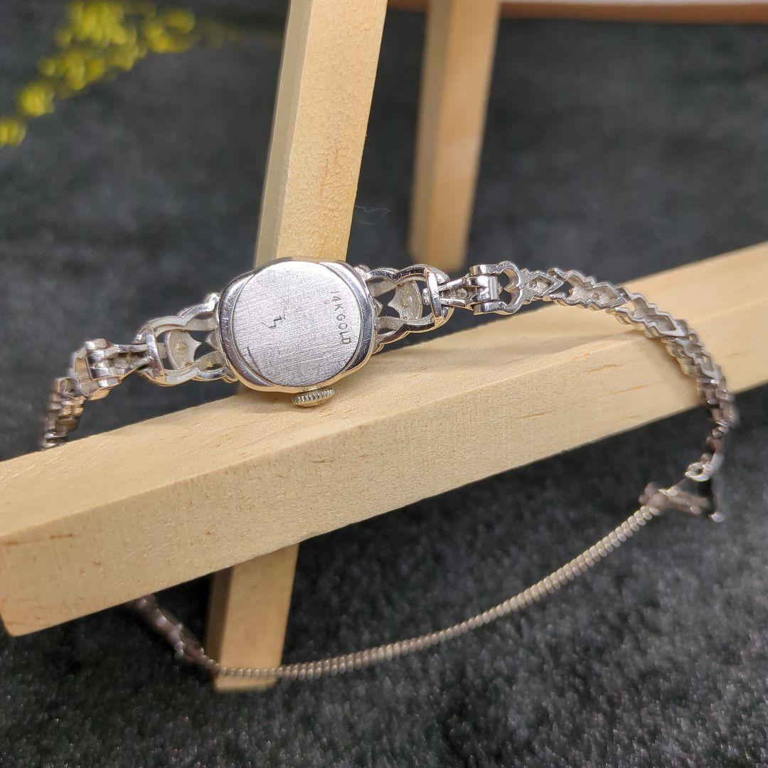 Hamilton　ダイヤモンドベゼル　14K　腕時計　非稼働　アンティーク