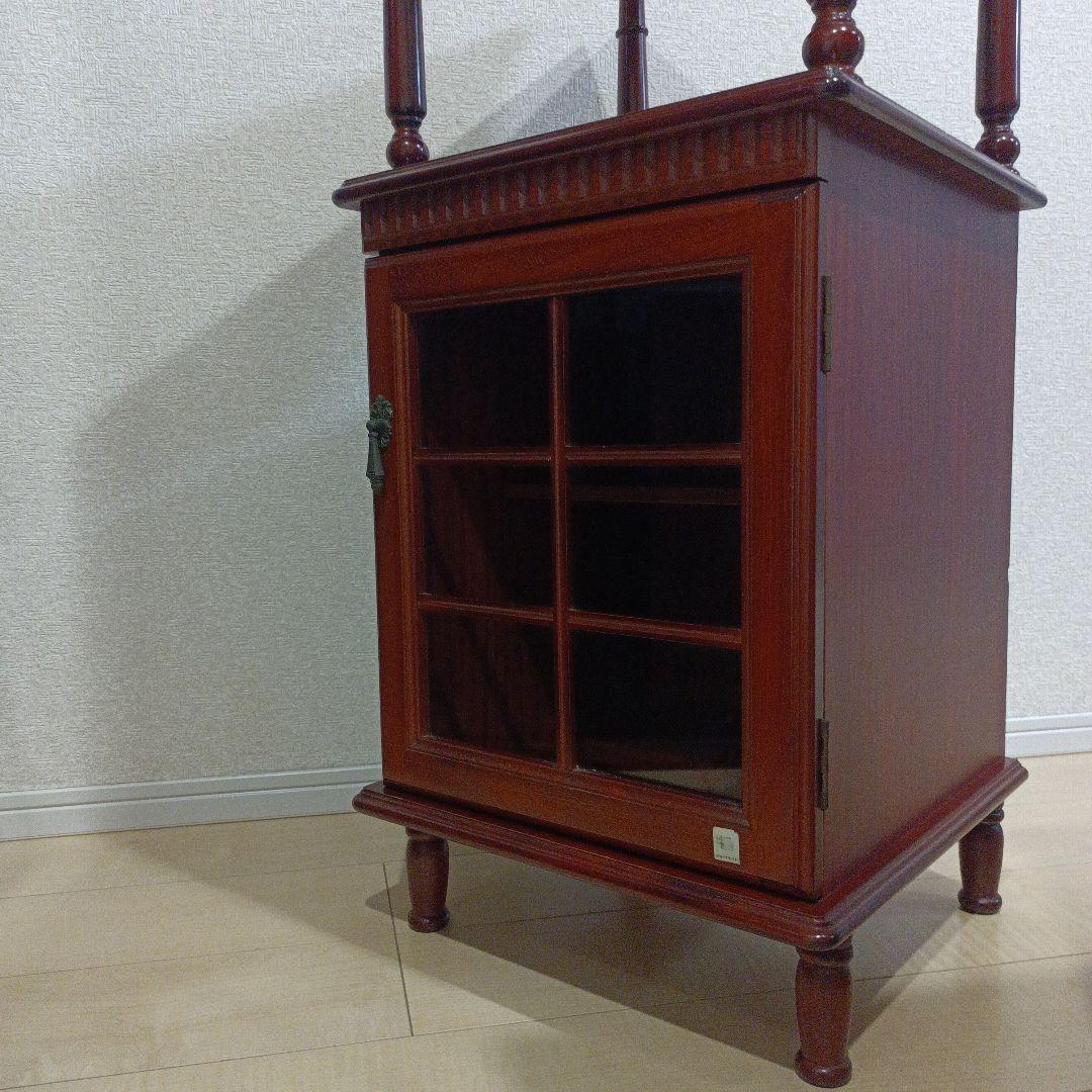 昭和レトロ　アンティーク　木製電話台・ファックス台 2段式 　四国工芸