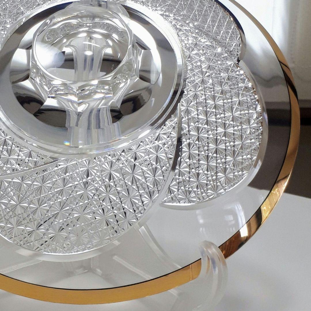 江戸切子　カガミクリスタル　 金縁 クリスタル　　最高級　大皿　【 美品 】