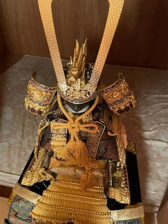 甲冑　京染正絹織　高級　鎧　水晶　五月人形　黒塗