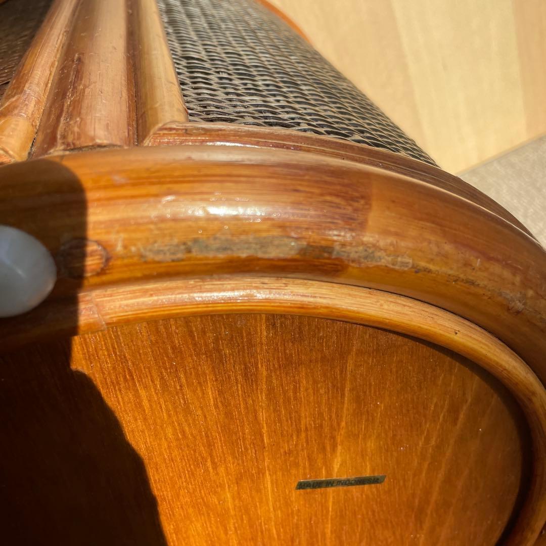 ラタン籐 バスケット 椅子　kazama 希少昭和レトロ