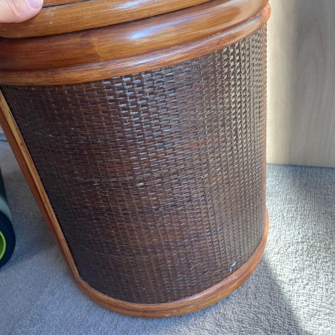 ラタン籐 バスケット 椅子　kazama 希少昭和レトロ