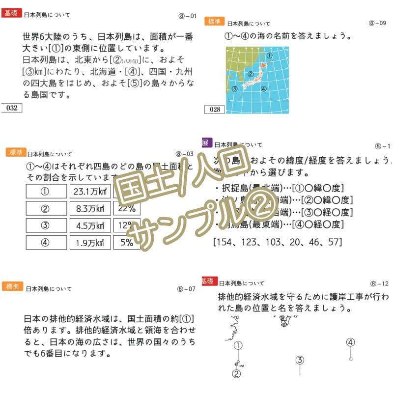 中学受験 暗記カード　極める地理(分野別)　サピックス　コアプラス　予習シリーズ
