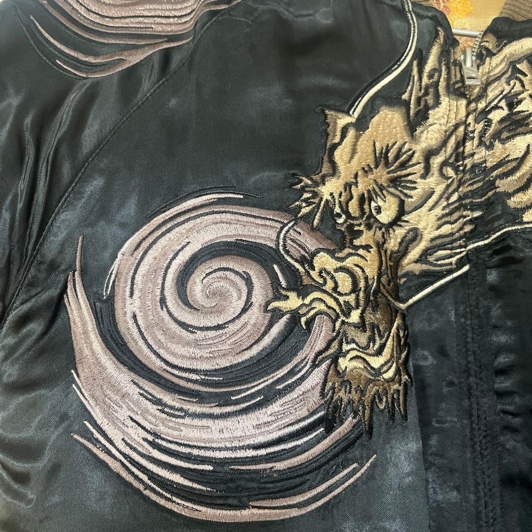 花旅楽団ハナタビガクダン リバーシブル スカジャン ブルゾン 渦龍 龍刺繍 和柄