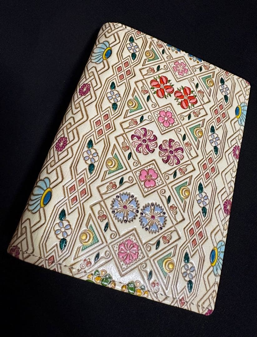 【新品】文庫革 花菱 箱まち口金付き札入れ がま口 二つ折り財布 伝統工芸