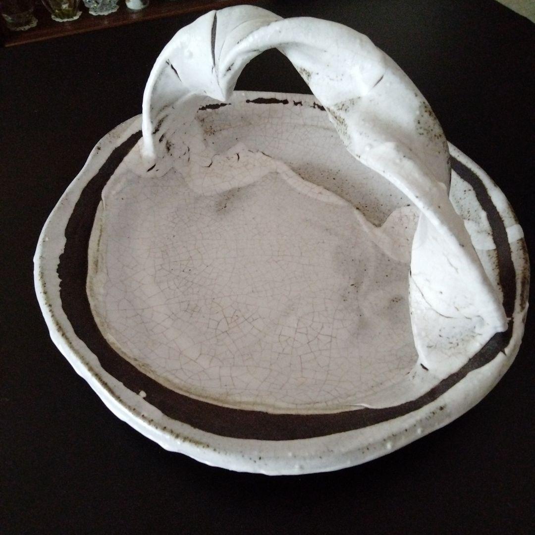 【美品】羊山窯　手付き　菓子器　盛鉢　骨董品　フルーツ盛り皿　置物　アンティーク