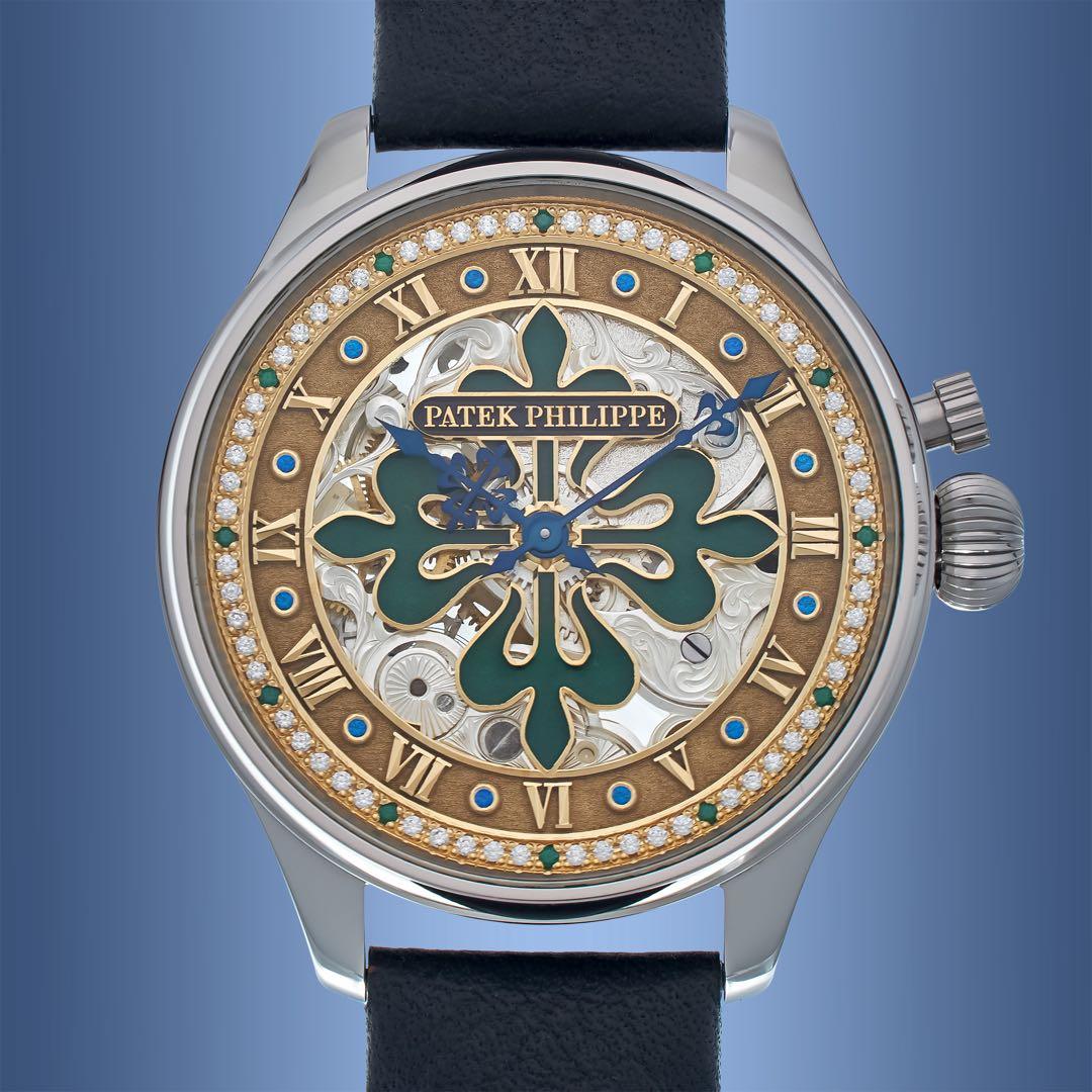 アンティーク 懐中時計ムーブメント使用 スケルトン腕時計 新ケース フル整備済み