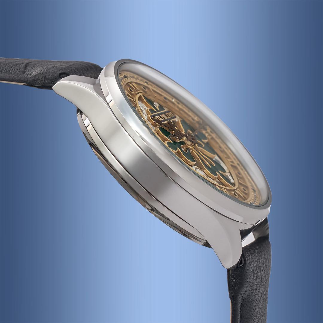 アンティーク 懐中時計ムーブメント使用 スケルトン腕時計 新ケース フル整備済み