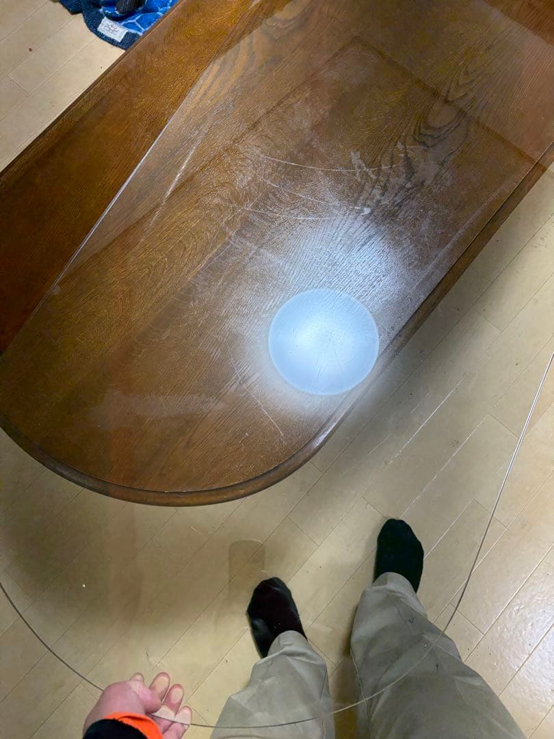 カリモク家具 カリモク 木製オーバル型センターテーブル ガラス天板付き 年代物