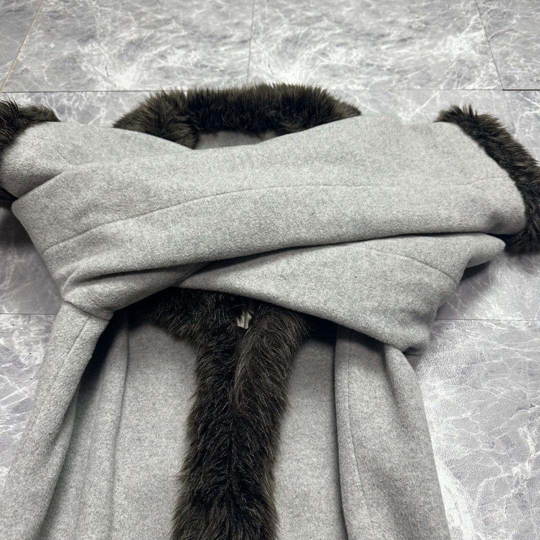 バーバリー♡ベルテッドコート　ファー　ロング　グレー　38