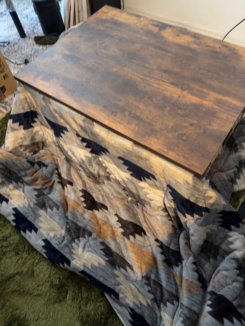 ニトリ　ダークブラウン木製こたつセット