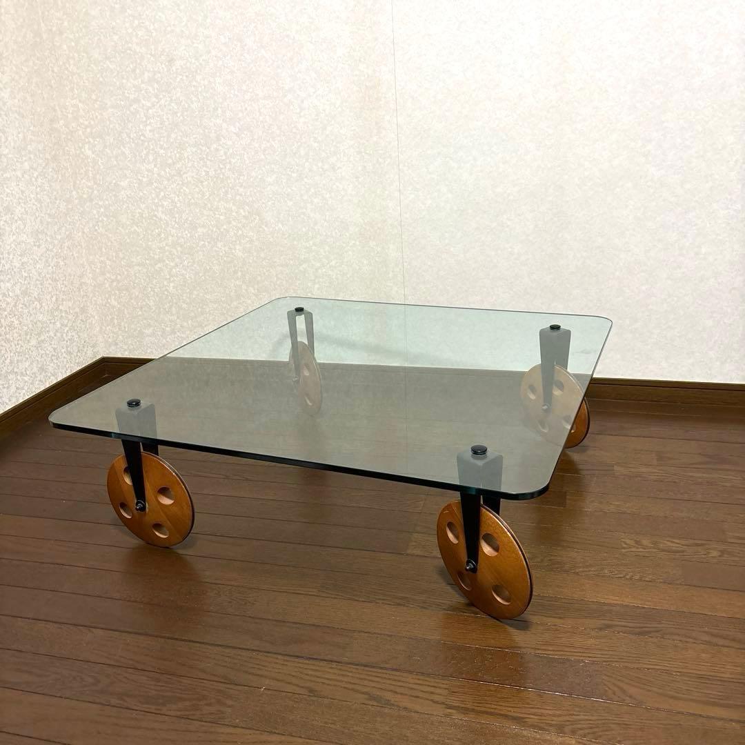 【良品】※直接お渡しのみ イタリア製 ガラストップ コーヒーテーブル