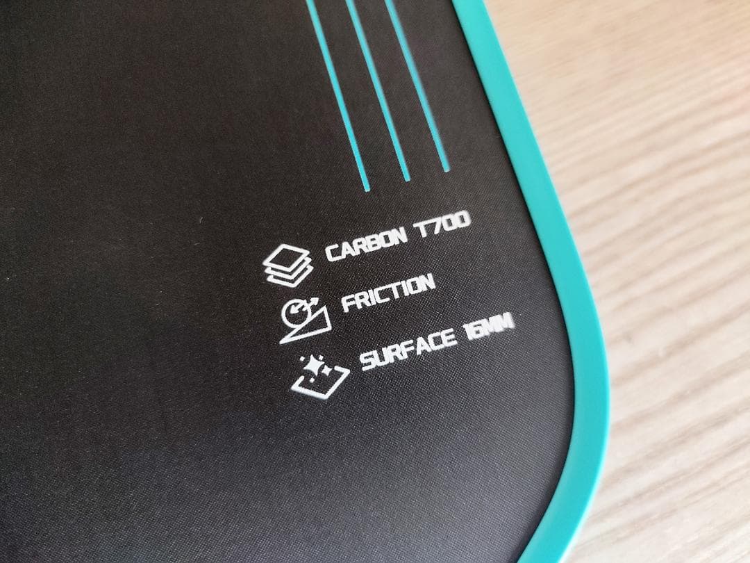 ピックルボール パドル T700生カーボンファイバー 水色 16mm