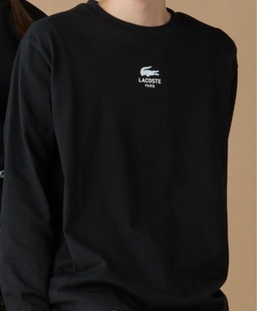 ラコステ　オーバーサイズ PARISロゴヘビーウェイトロンTブラック　L 新品
