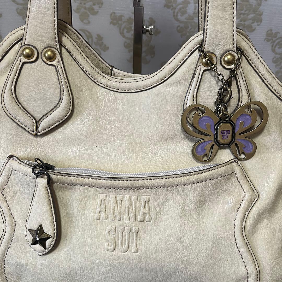 mie☆アナスイ☆ドリトルシリーズ本革レザートートバッグ蝶チャーム