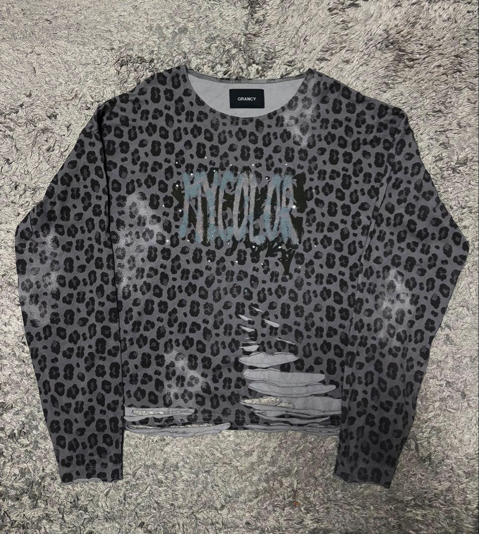 GRANCY 総柄ラインストーングラフィックロンT Sサイズ y2k