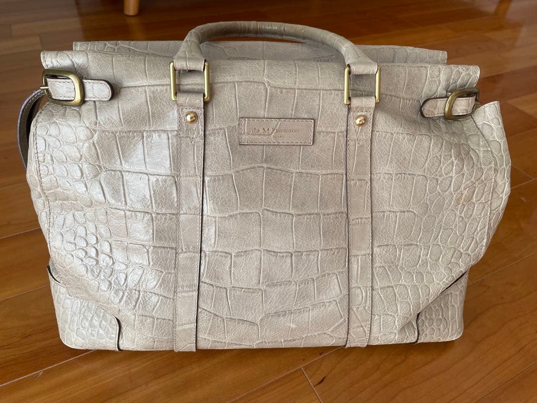J&M Davidson　クロコ型押し 旅行　ボストンバッグ ユニセックス