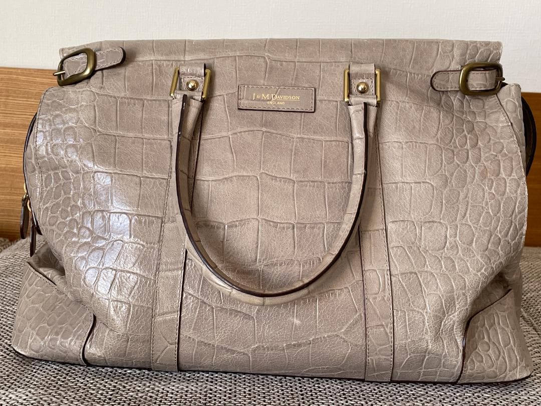 J&M Davidson　クロコ型押し 旅行　ボストンバッグ ユニセックス