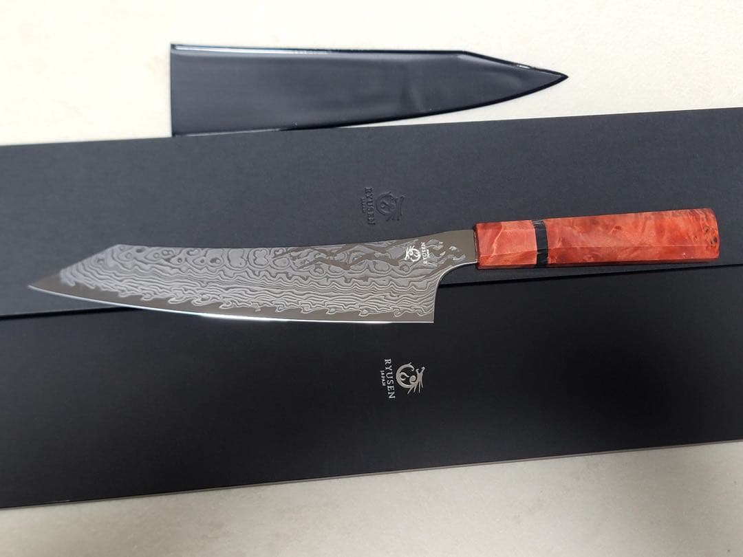 龍泉刃物　紅蓮緋龍 SPG Strix 牛刀　210