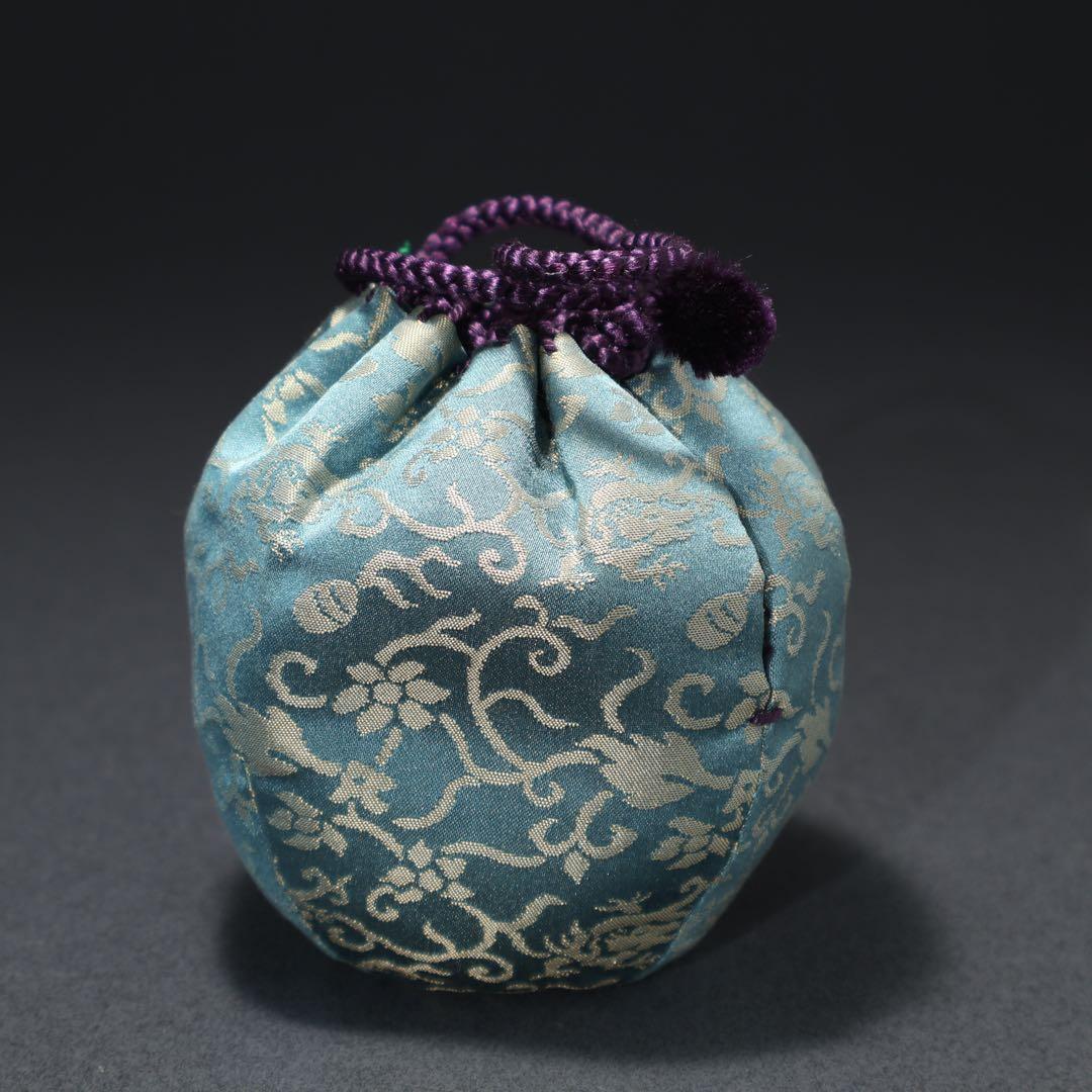 【茶道具】茶入　珠光写文琳　共箱　仕服付き　R1562ダW