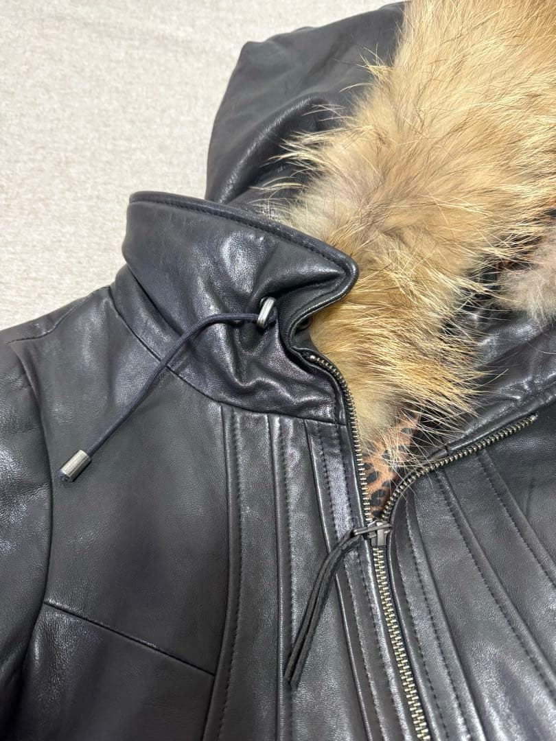 goa ブラックレザーライダースジャケット（ファー付き）ゴア　2