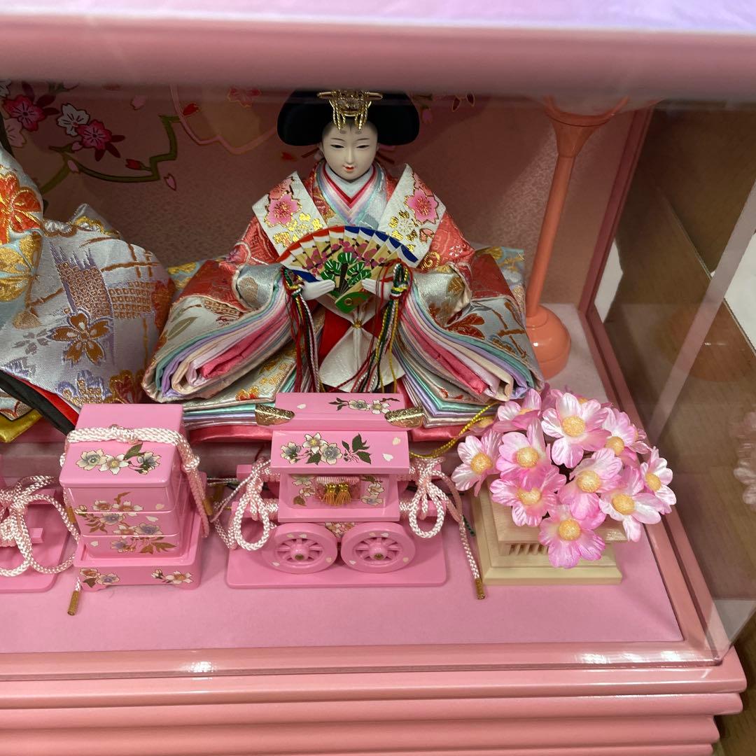 雛人形　人形工房天祥 雛人形 ケース飾り 二人飾り 間口 ラベンダー