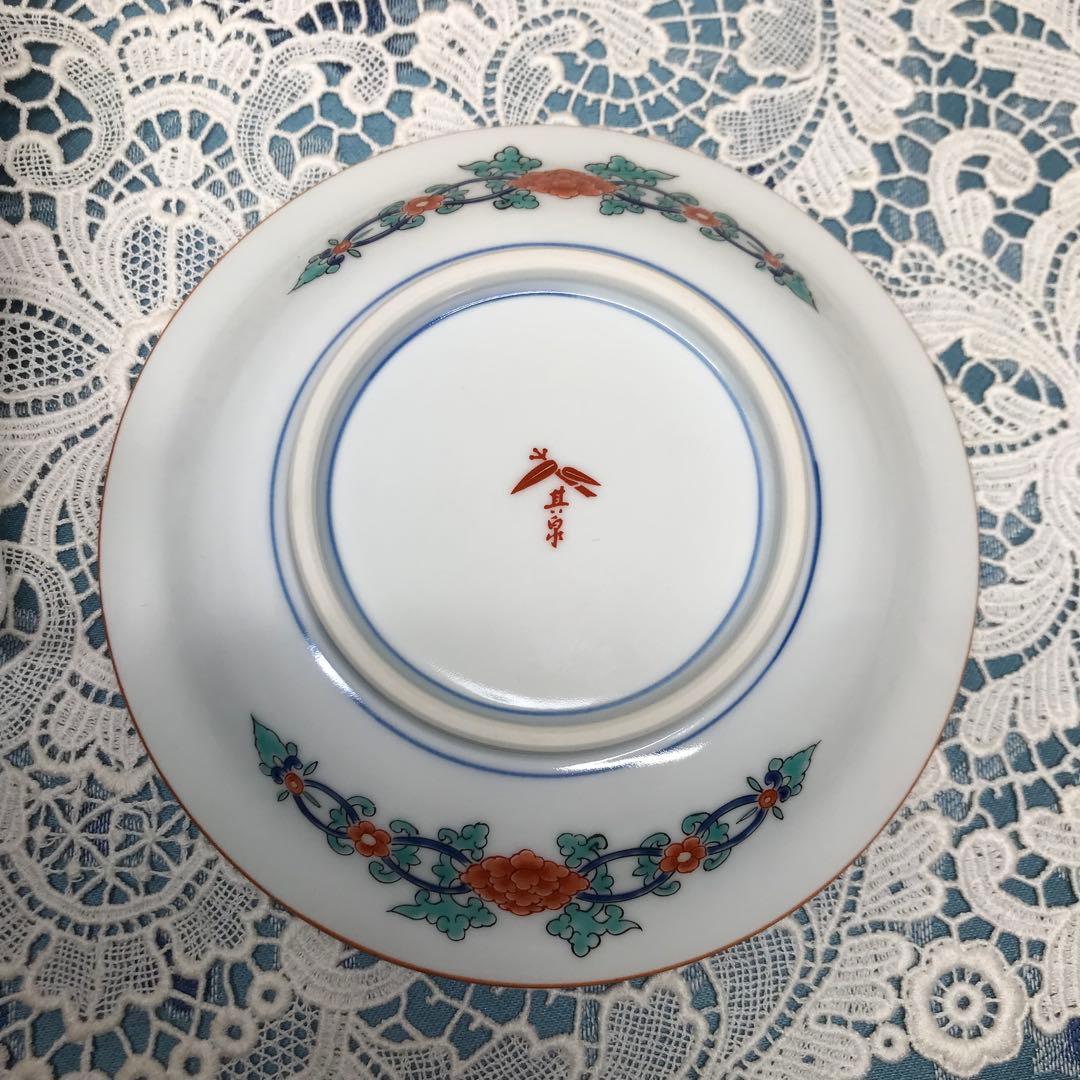 賞美堂本店　其泉窯　色絵梅菊文　銘々皿5枚1セット　木箱入り　ひなまつり