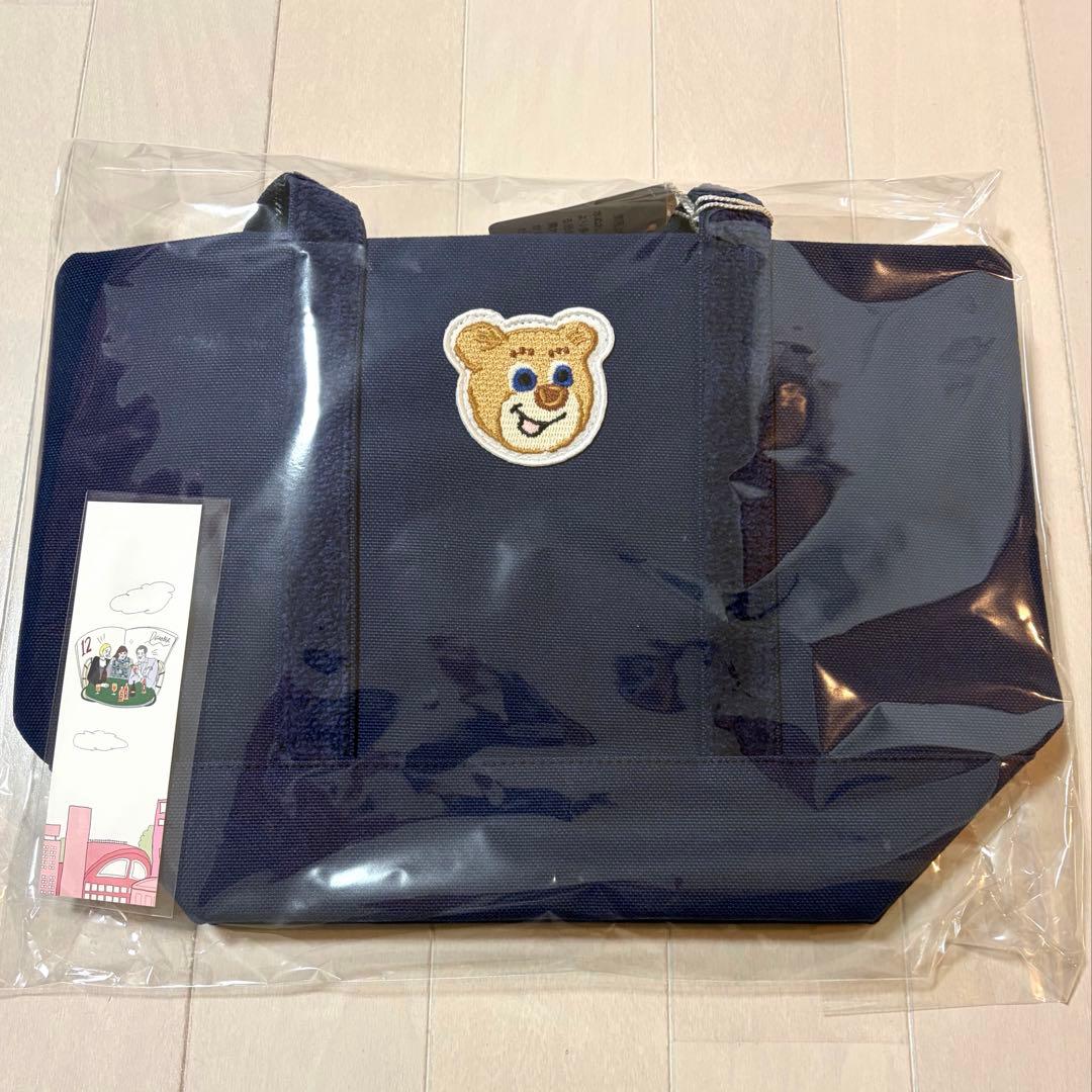 ラブラリーバイフェイラー　オールドテディ　ワッペントートバッグ　ネイビー