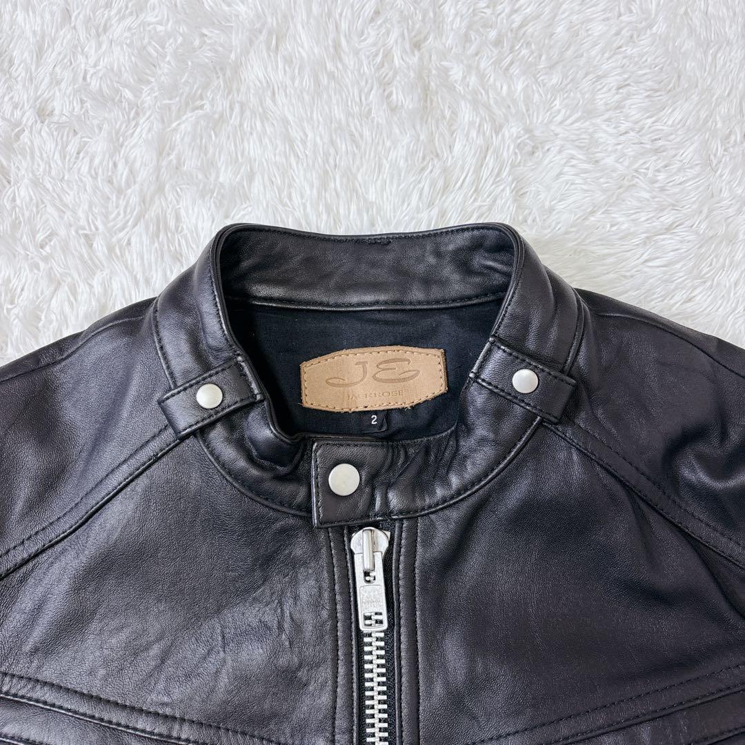 美品　ジャックローズ　シングルライダースジャケット　ラムレザー　ベルト　短丈　M
