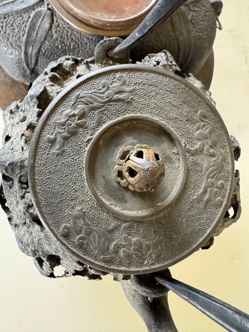 龍文堂 五徳 鉄壷 骨董 時代物 煎茶道具 茶釜 火鉢 囲炉裏 鉄瓶