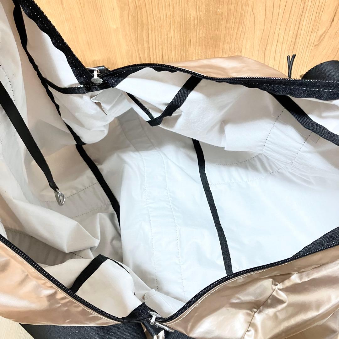 新品 ジャックゴムライト ボストンバッグ ポーチ付き シャンパンゴールド