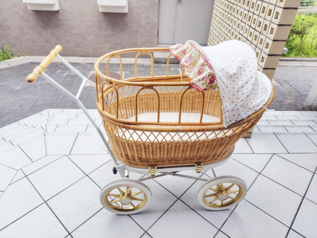 東京乳母車 プスプス ホワイトゴールド （安全フェンス、帆付き）