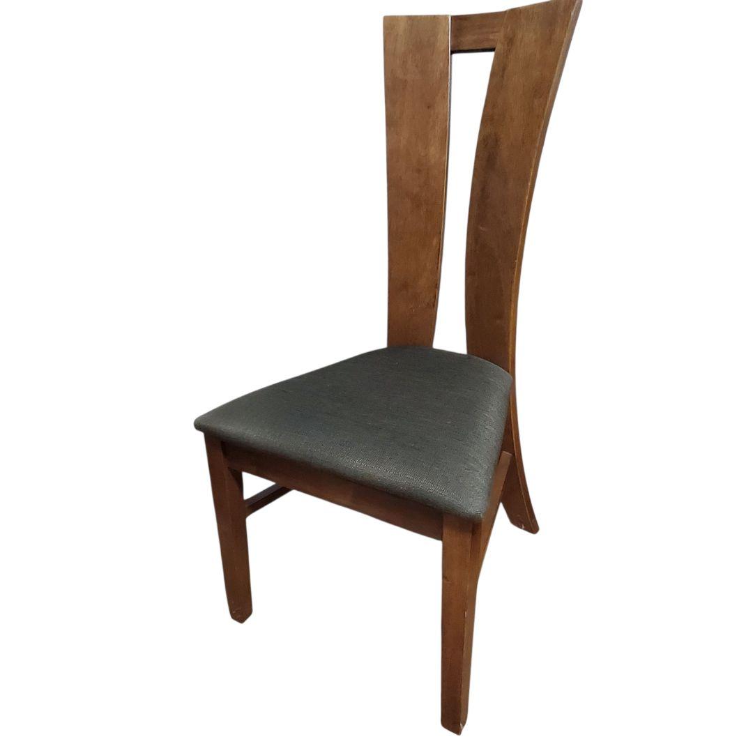 北欧 モダン ハイバックチェア 木製 椅子 ダークグレー座面 ヴィンテージ ①