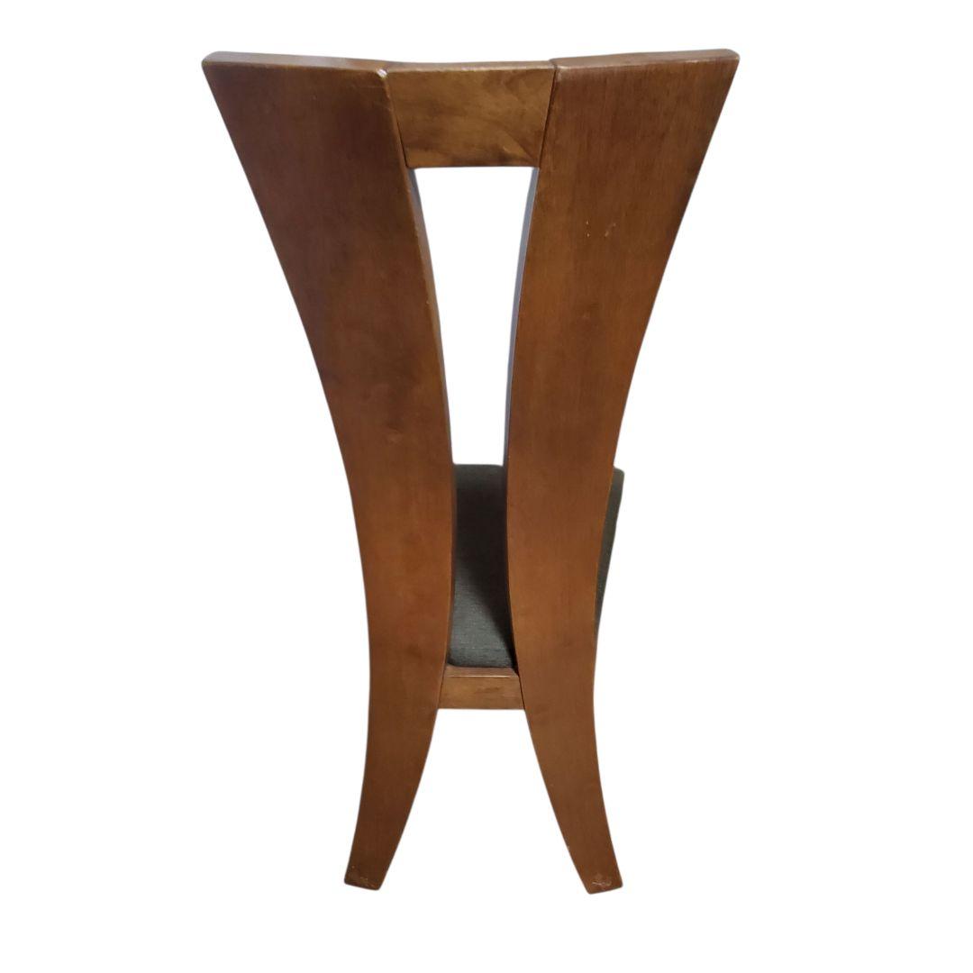 北欧 モダン ハイバックチェア 木製 椅子 ダークグレー座面 ヴィンテージ ①