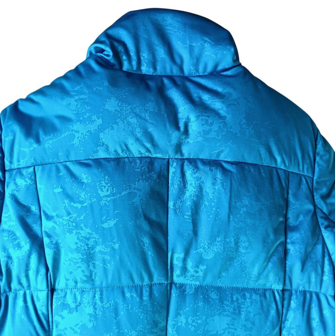 【イッセイミヤケ】ロングダウンコート ブルー 総柄 サイズ2