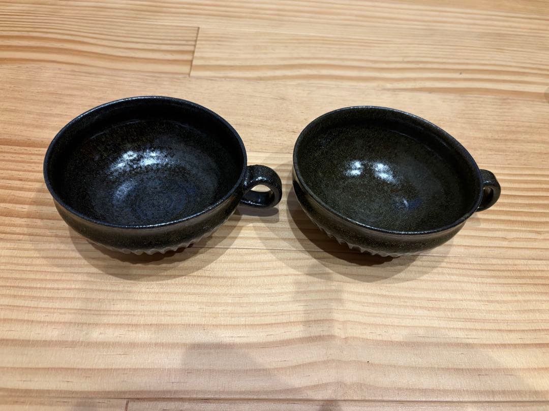 余宮隆スープカップ２客　黒釉　新品未使用