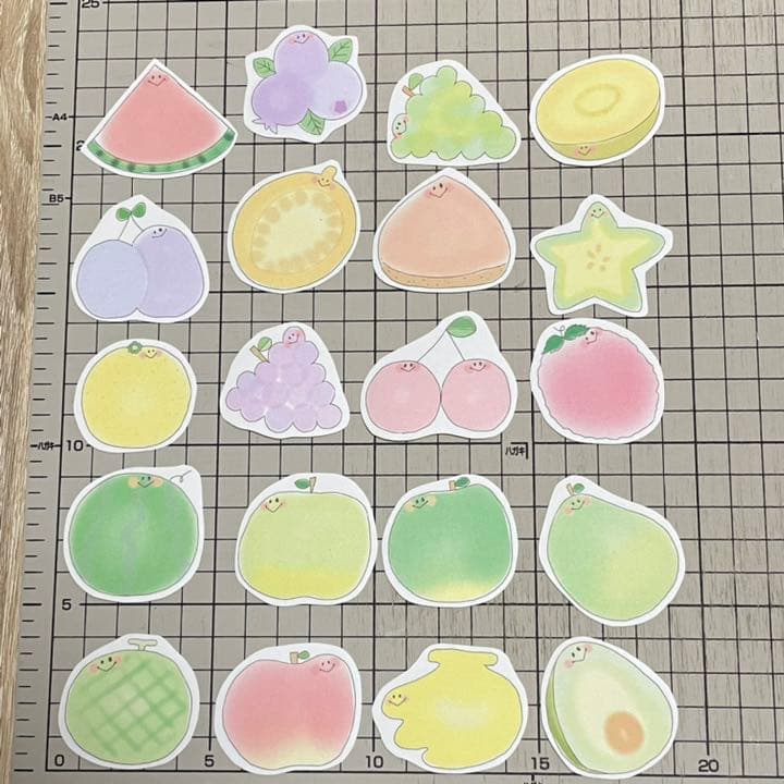 確認用♡フルーツメモ♡手描き　フレークシール