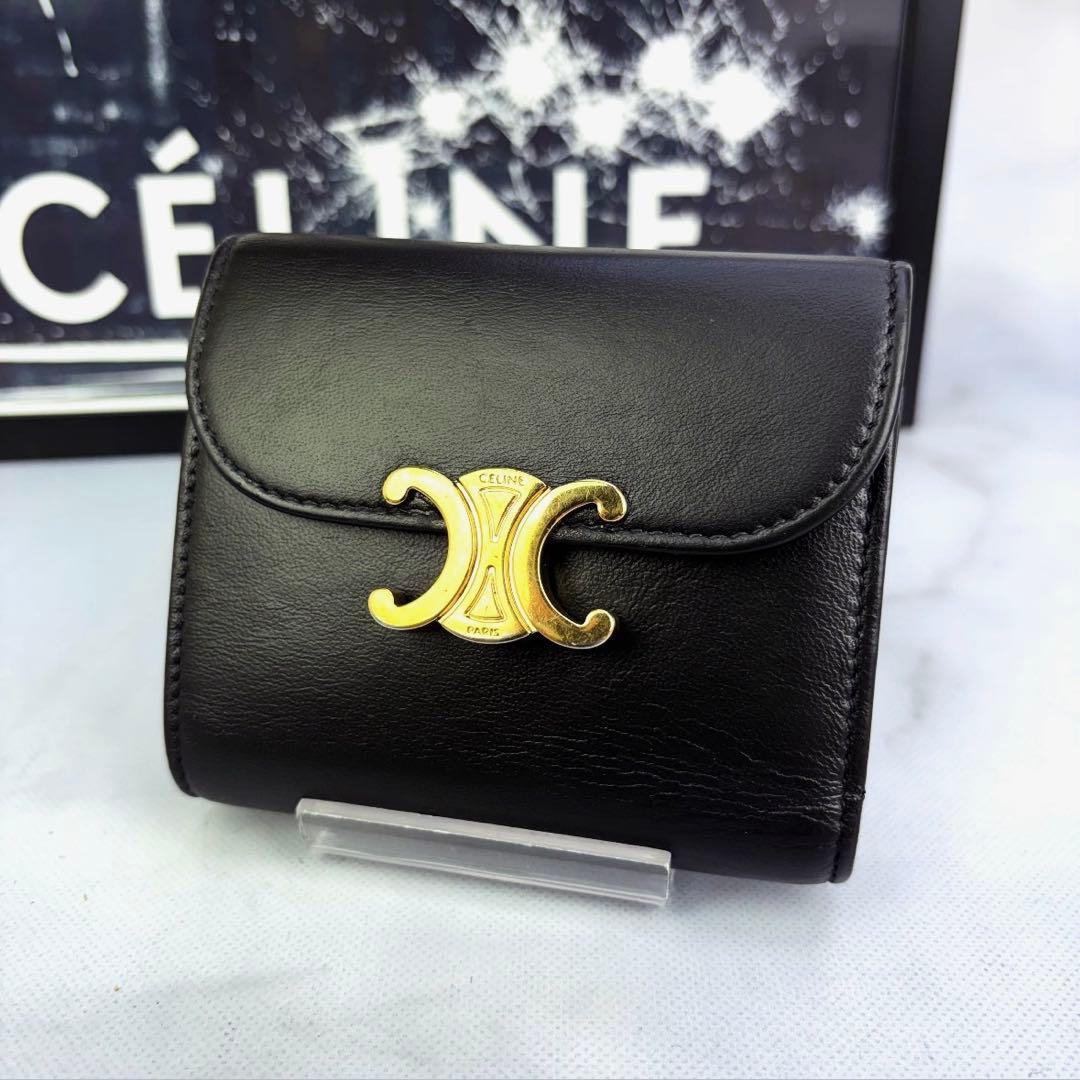 【極美品✨】 CELINE スモール フラップウォレット トリオンフ ブラック