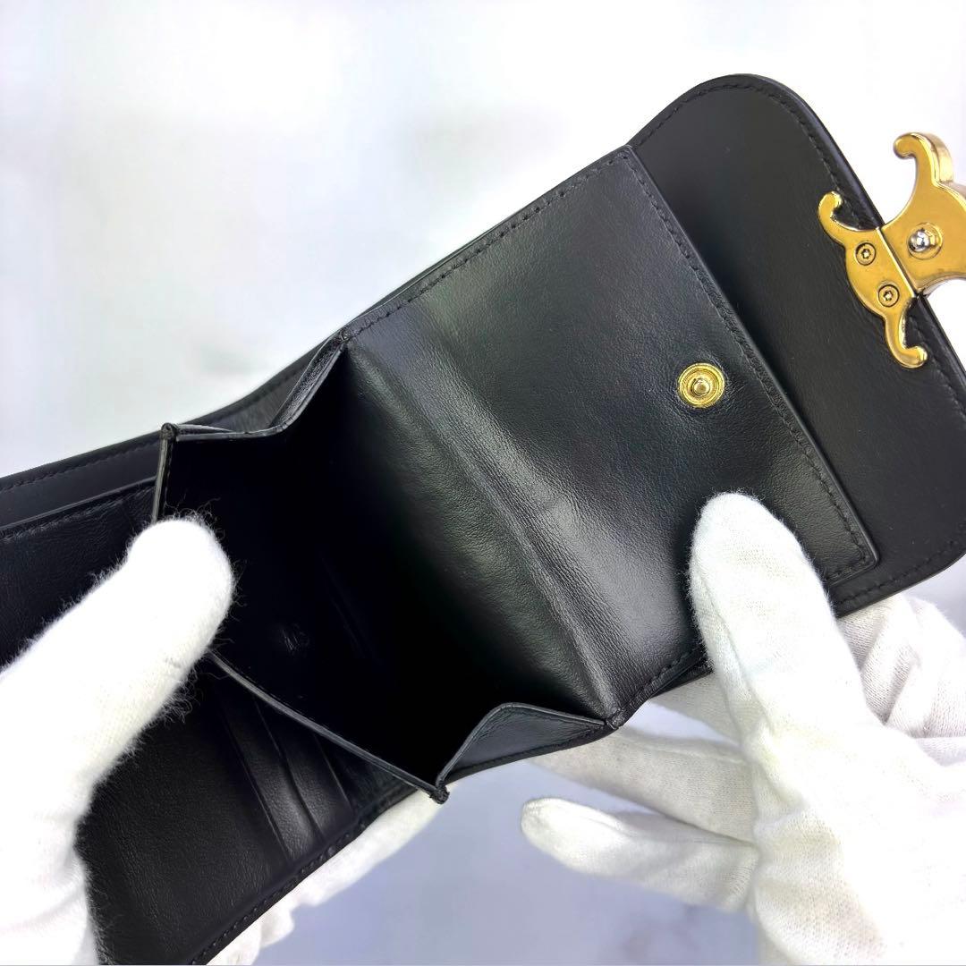 【極美品✨】 CELINE スモール フラップウォレット トリオンフ ブラック