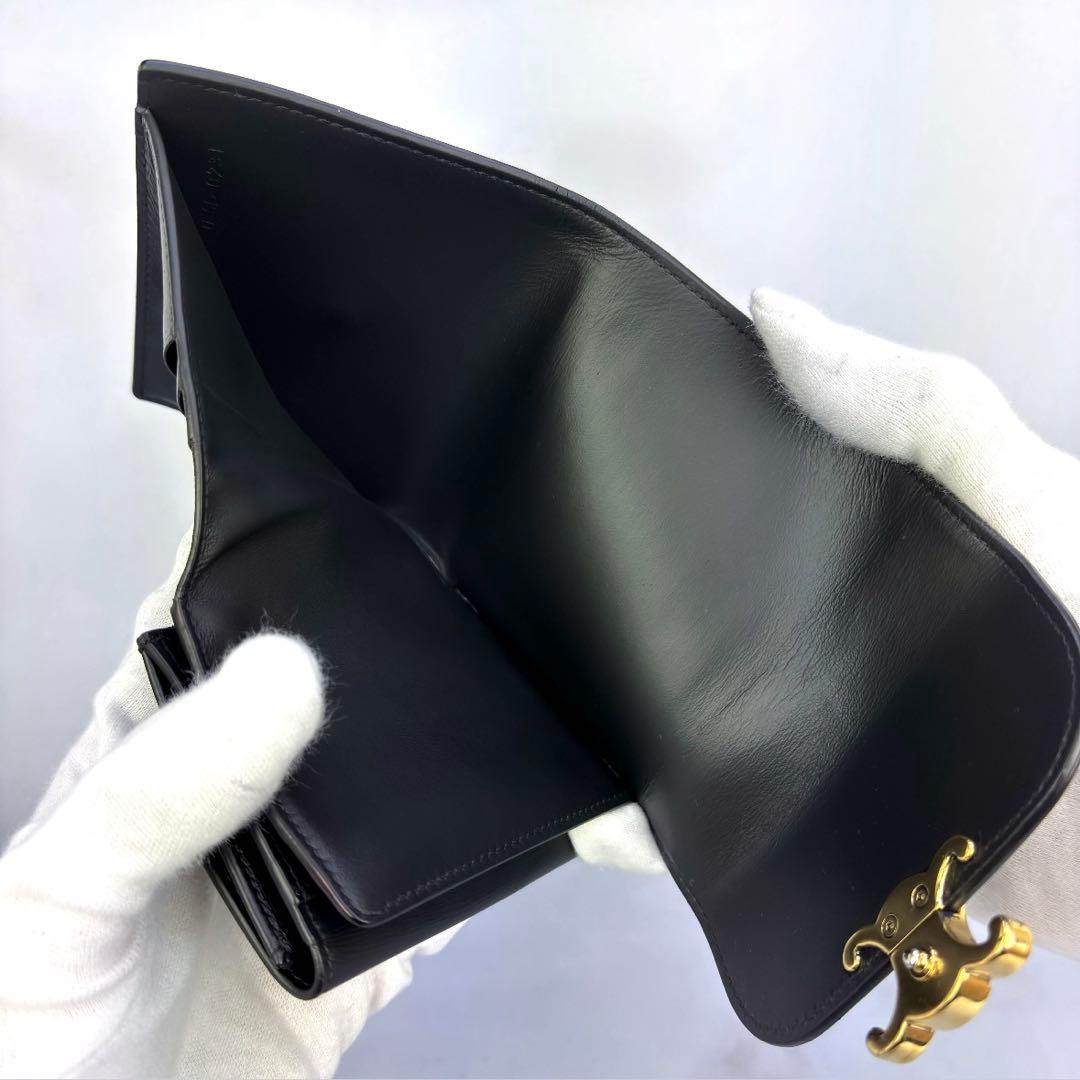 【極美品✨】 CELINE スモール フラップウォレット トリオンフ ブラック