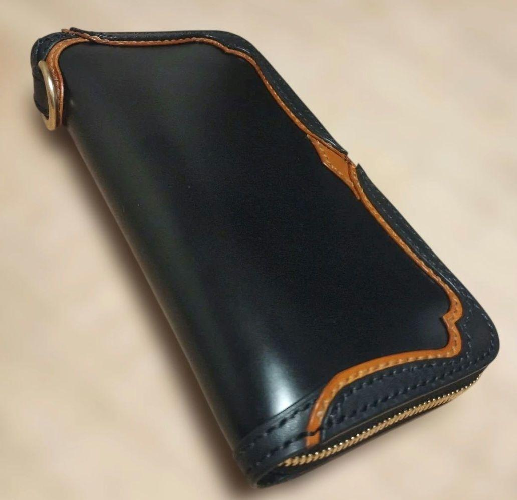 ラウンドファスナーロングウォレット　コードバン　ハンドメイド