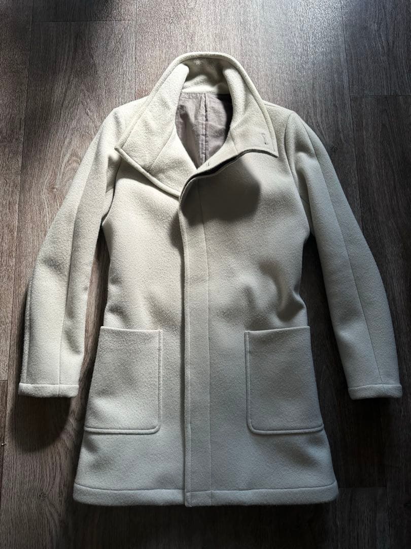 ジュンハシモトjunhashimoto スタンドカラーコート　アイボリーホワイト